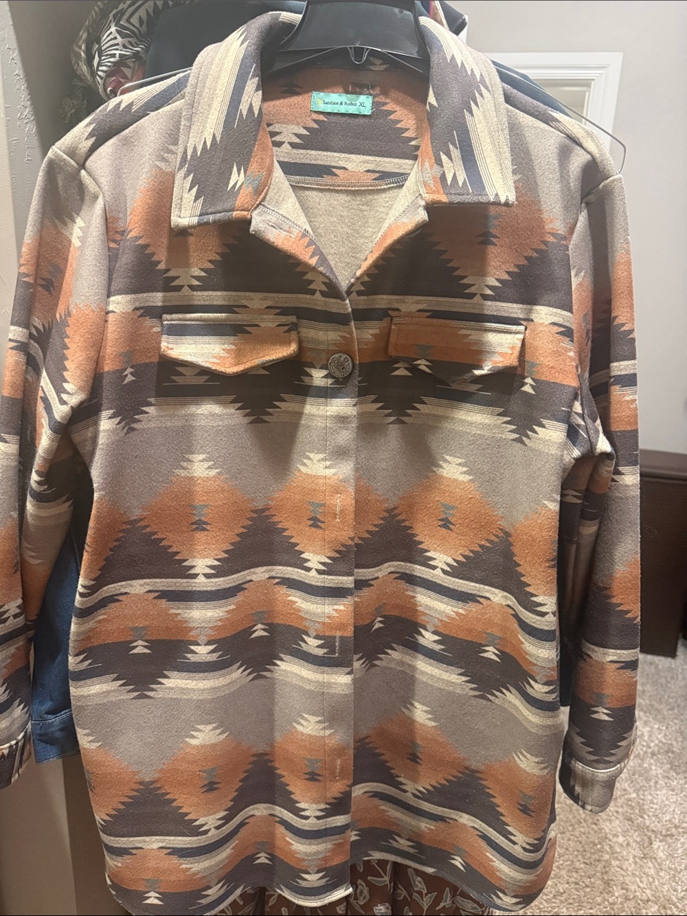 Southwestern Print Jacket in Brown, Tan & Gray